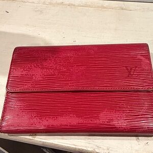 Red lv epi large wallet authentic